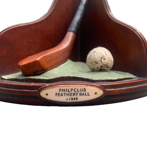 ENESCO VTG Golf Bookends Sculpture Philp Club Feathery McEwan Club Gutta Ball - Picture 2 of 9